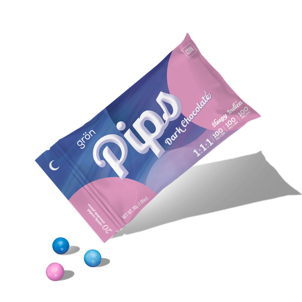 Photograph of product: GRON: Pips Dark Chocolate CBG/CBN/TH-oui  1:1:1 - 300mg (Oui'd)