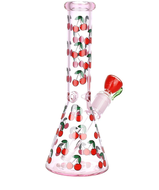 Photograph of product: Life Is A Bowl Of Cherries Beaker Water Pipe | 10" | 14mm F | Pink