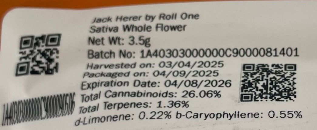 Photograph of Product: Roll One Jack Herer 3.5g