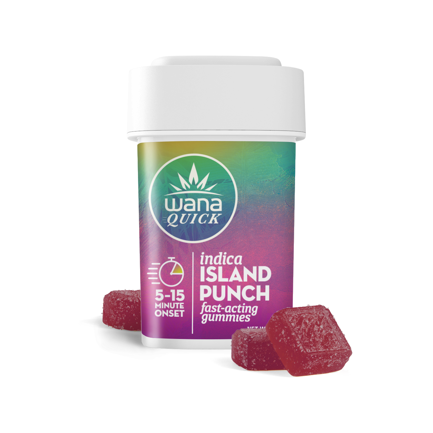 Photograph of product: Wana Quick Indica Island Punch Fast-Acting Gummies 00329