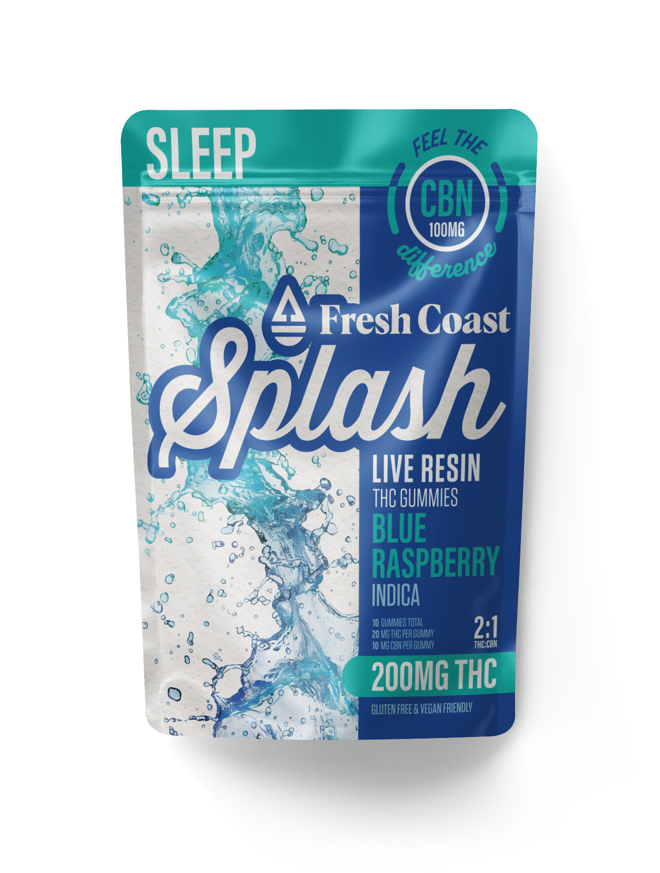 Photograph of product: Splash - Blue Raspberry 2:1 TH-oui:CBN Live Resin Gummies 200mg