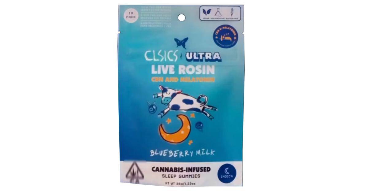 Photograph of product: 100MG/10PC ROSIN GUMMIES - BLUEBERRY MILK [I] CBN VEGAN
