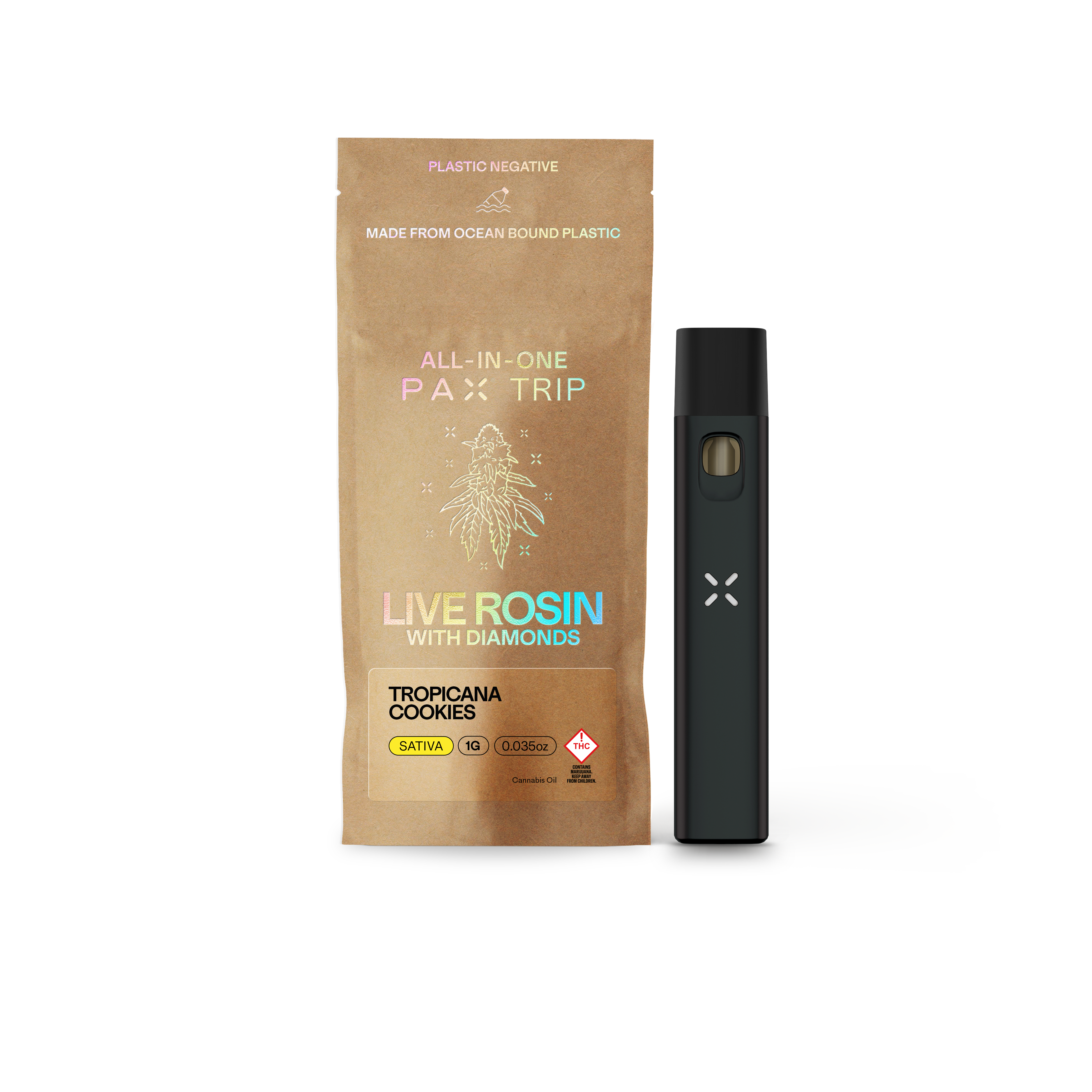Photograph of product: Live Rosin with Diamonds | Tropicana Cookies 1g | AIO
