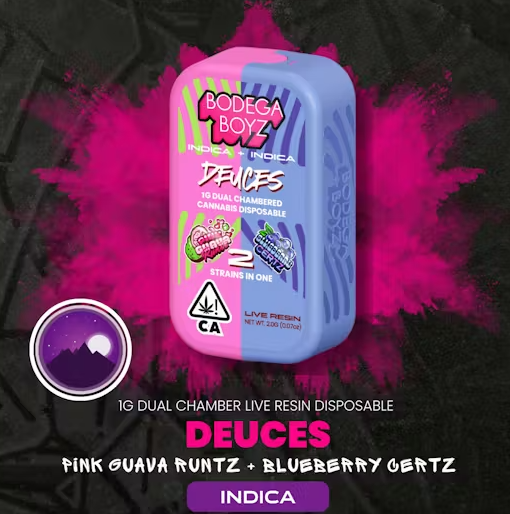 Photograph of product: PINK GUAVA RUNTZ X BLUEBERRY CERTZ [3-IN-1 ALL IN ONE] 1G