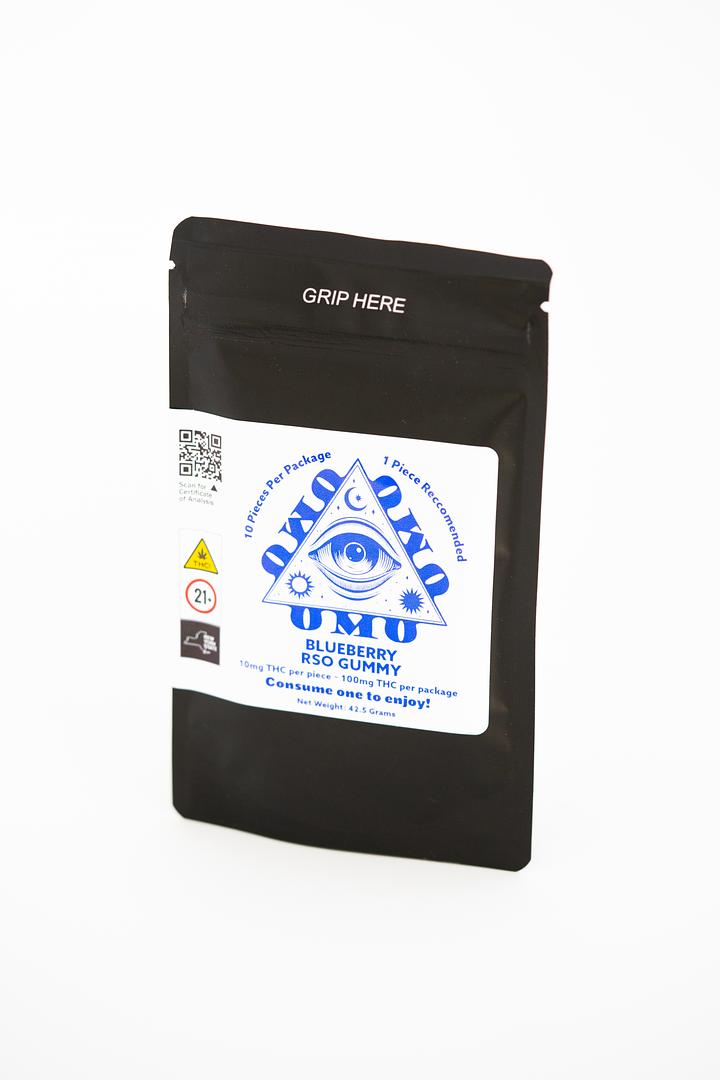 Photograph of product: OMO | Blueberry | RSO Gummies 100MG