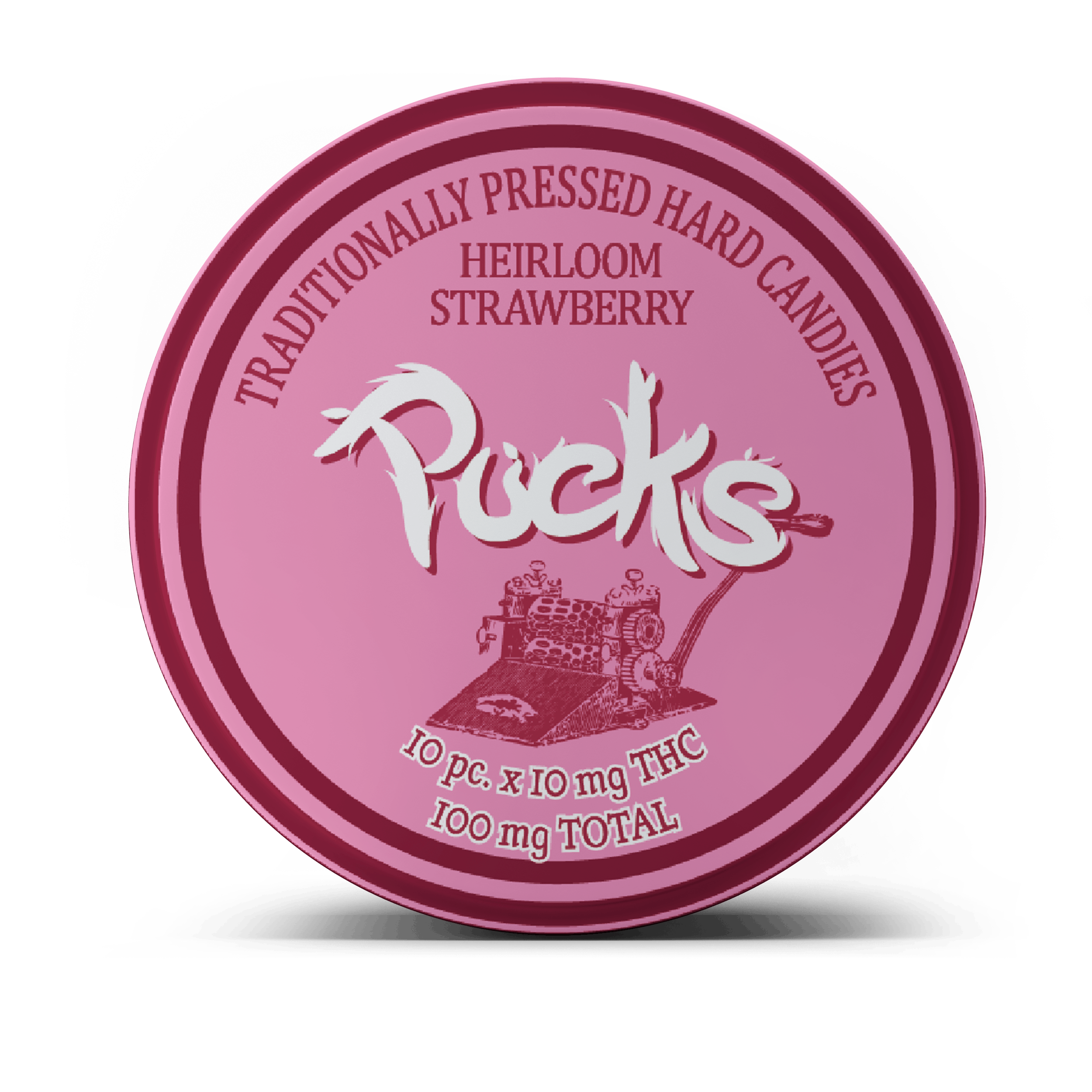 Photograph of product: Pucks - Heirloom Strawberry Hard Candy - 100mg
