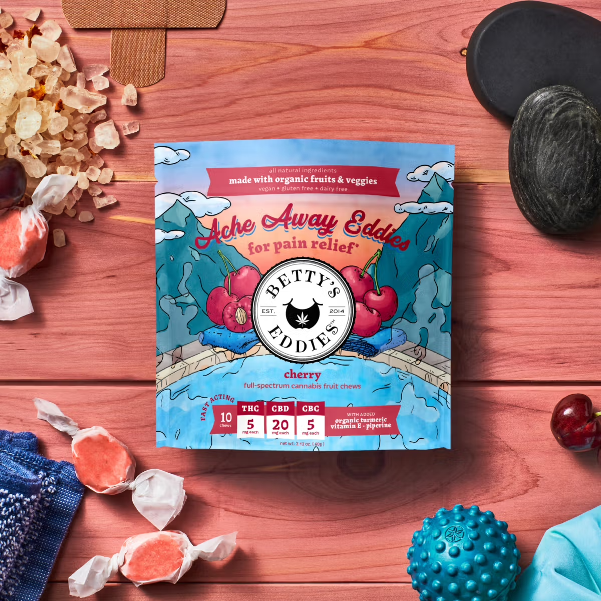 Photograph of product: Cherry Ache Away 4:1:1 Single Serving Fruit Chew | 5mg - Betty's Eddies