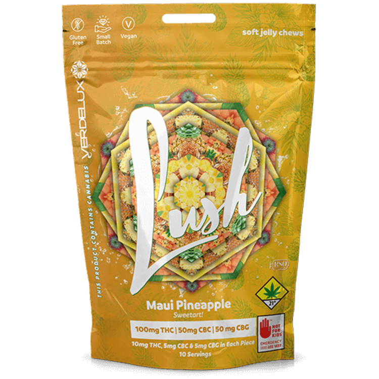 Photograph of product: 10pk LUSH MAUI PINEAPPLE 100mgTH-oui/50mgCBC/50mgCBG vdlx