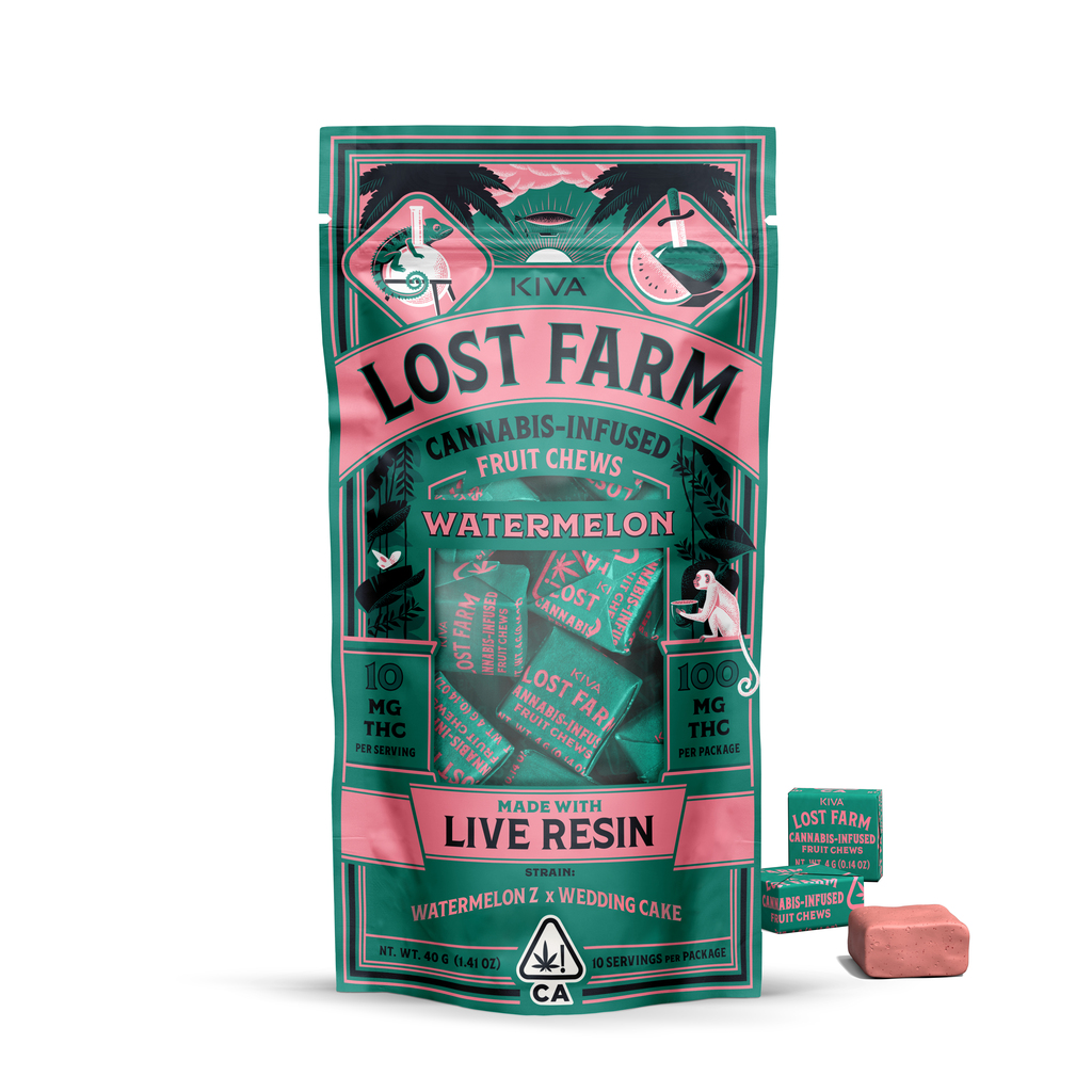 Photograph of product: Lost Farm Live Resin Watermelon Chews - ["100 mg"]