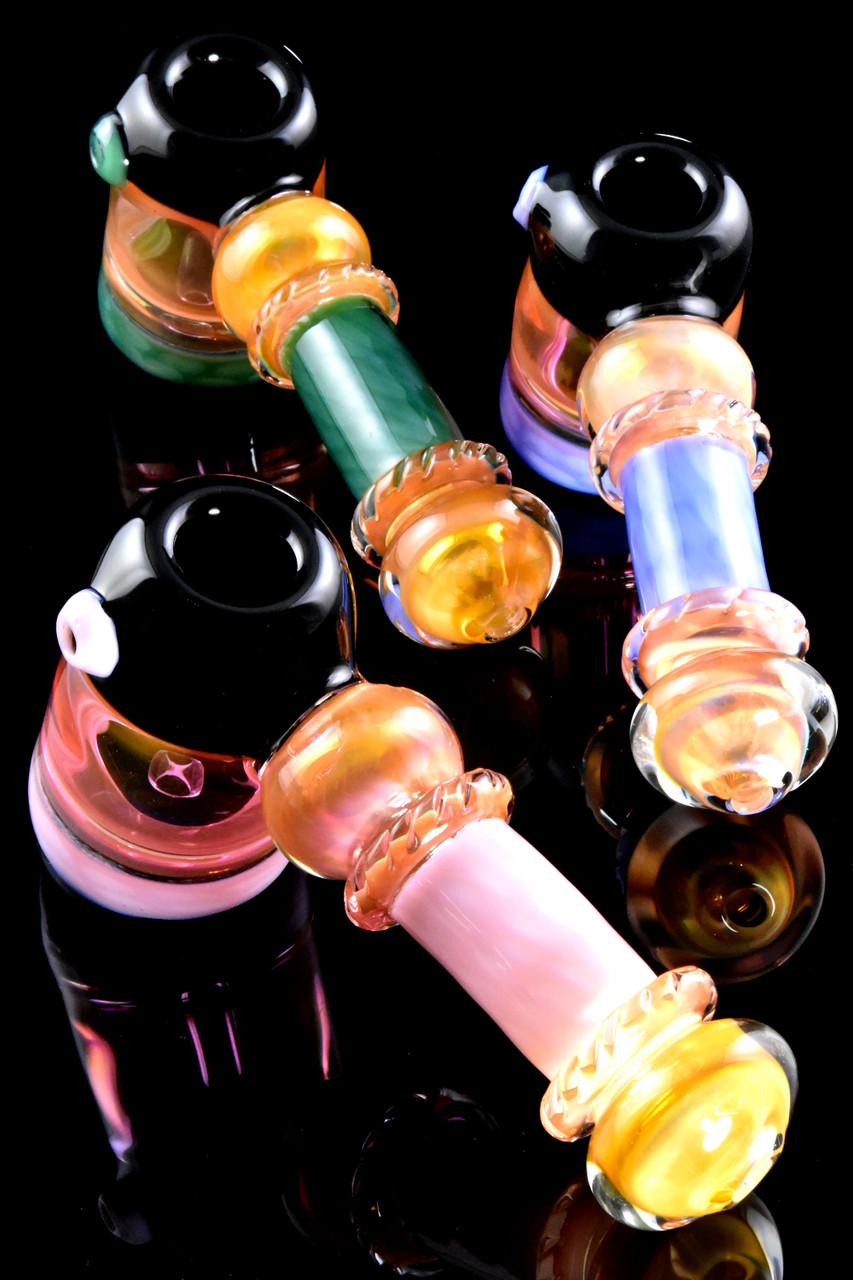 Photograph of product: Bubbler Large - 6.5" Thick Gold Fumed Neon Hammer Bubbler $50