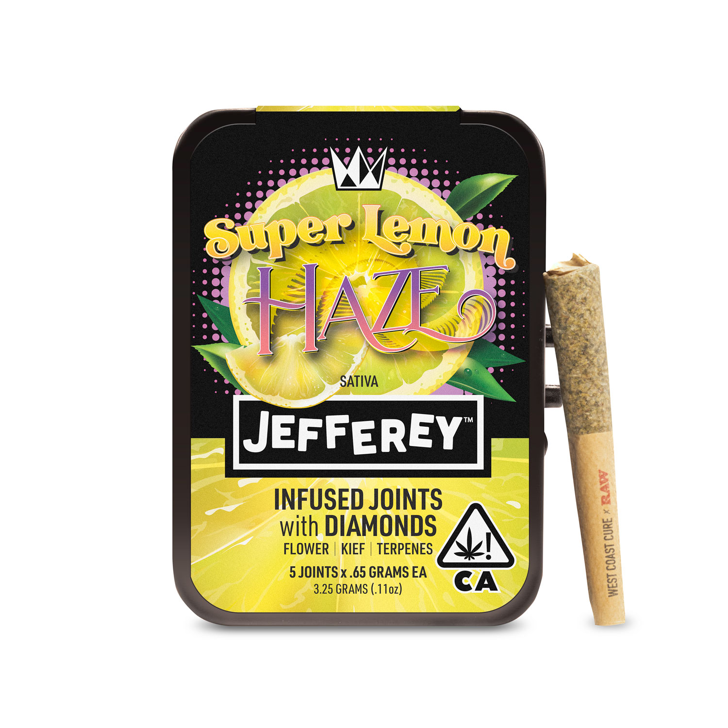 Photograph of product: West Coast Cure x Jefferey - Lemon Burst (Sativa) 5pk Infused Preroll 3.25g