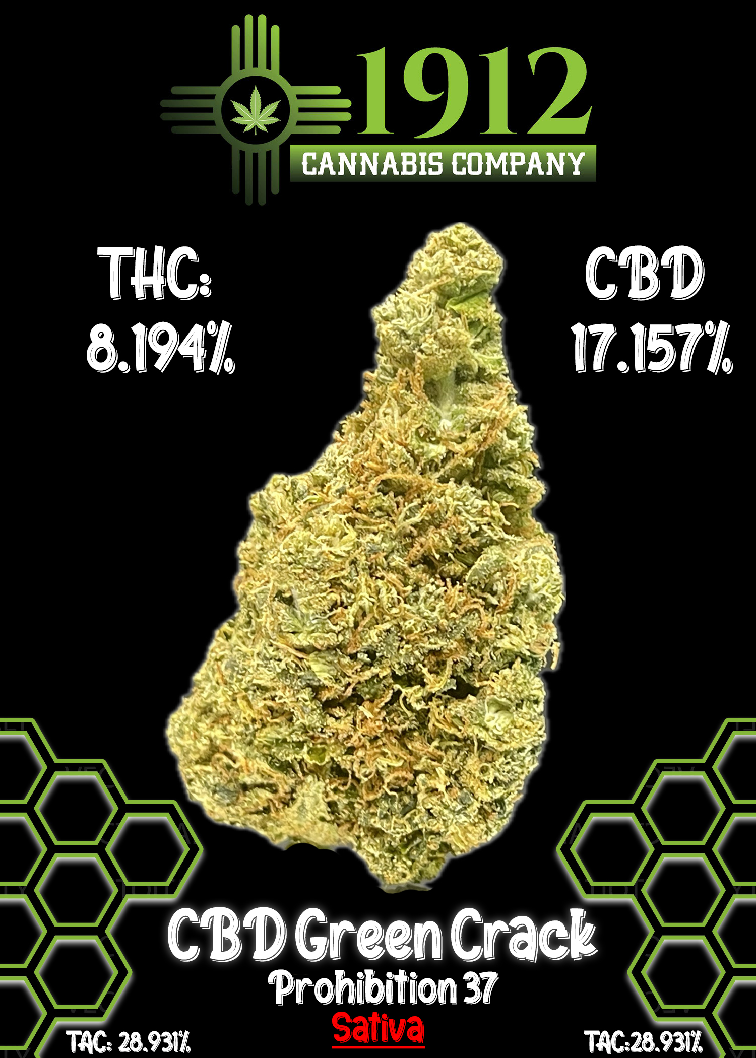 Photograph of product: Green Crack CBD (P37) - 1g
