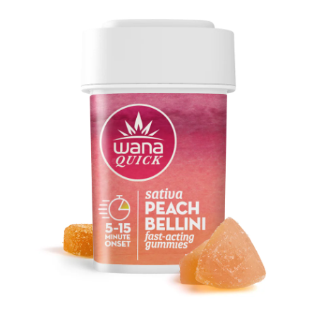 Photograph of product: WANA ORGANIC PEACH BELLINI 10PK FAST ACTING GUMMIES 100MG