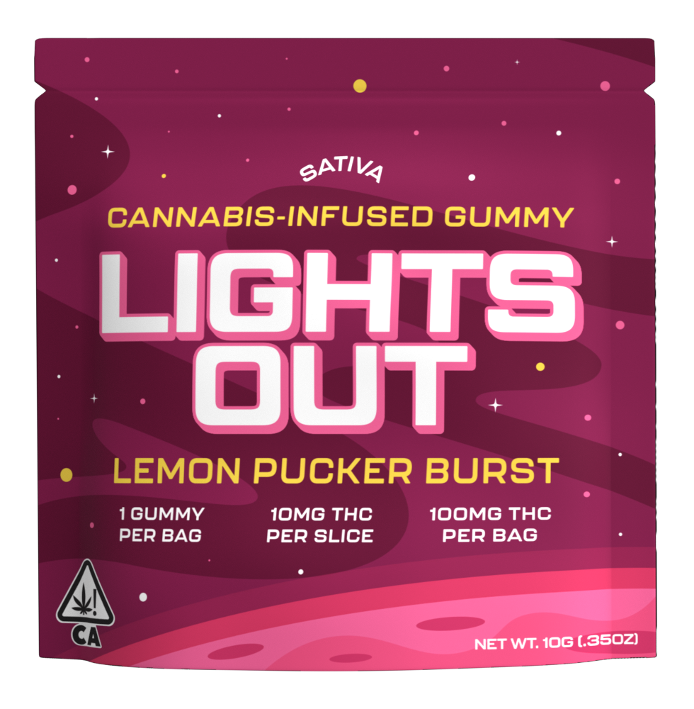 Photograph of product: Lights Out Gummy Lemon Pucker Burst - Oui'd (100mg)