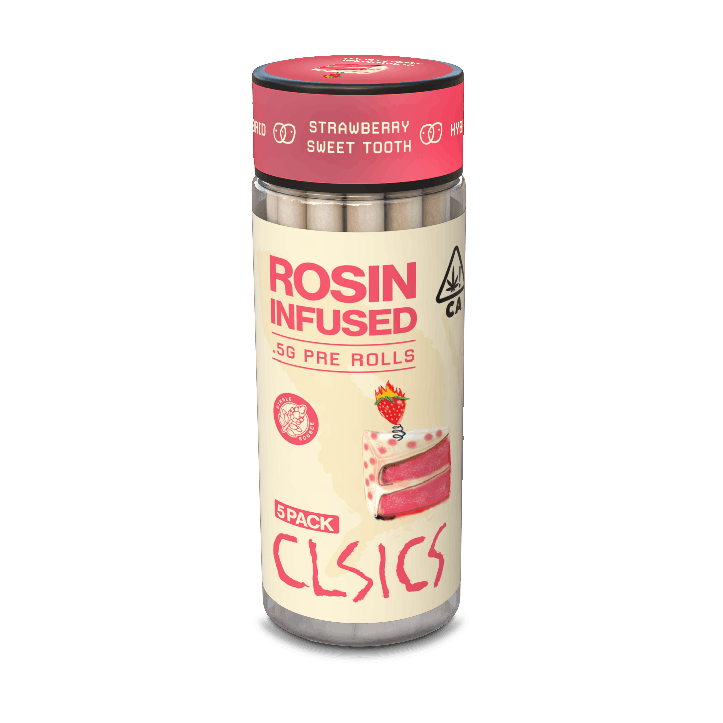 Photograph of product: Clsics | Sweet Tooth 5 Pack .5g Rosin Infused Pre-rolls | 2.5g