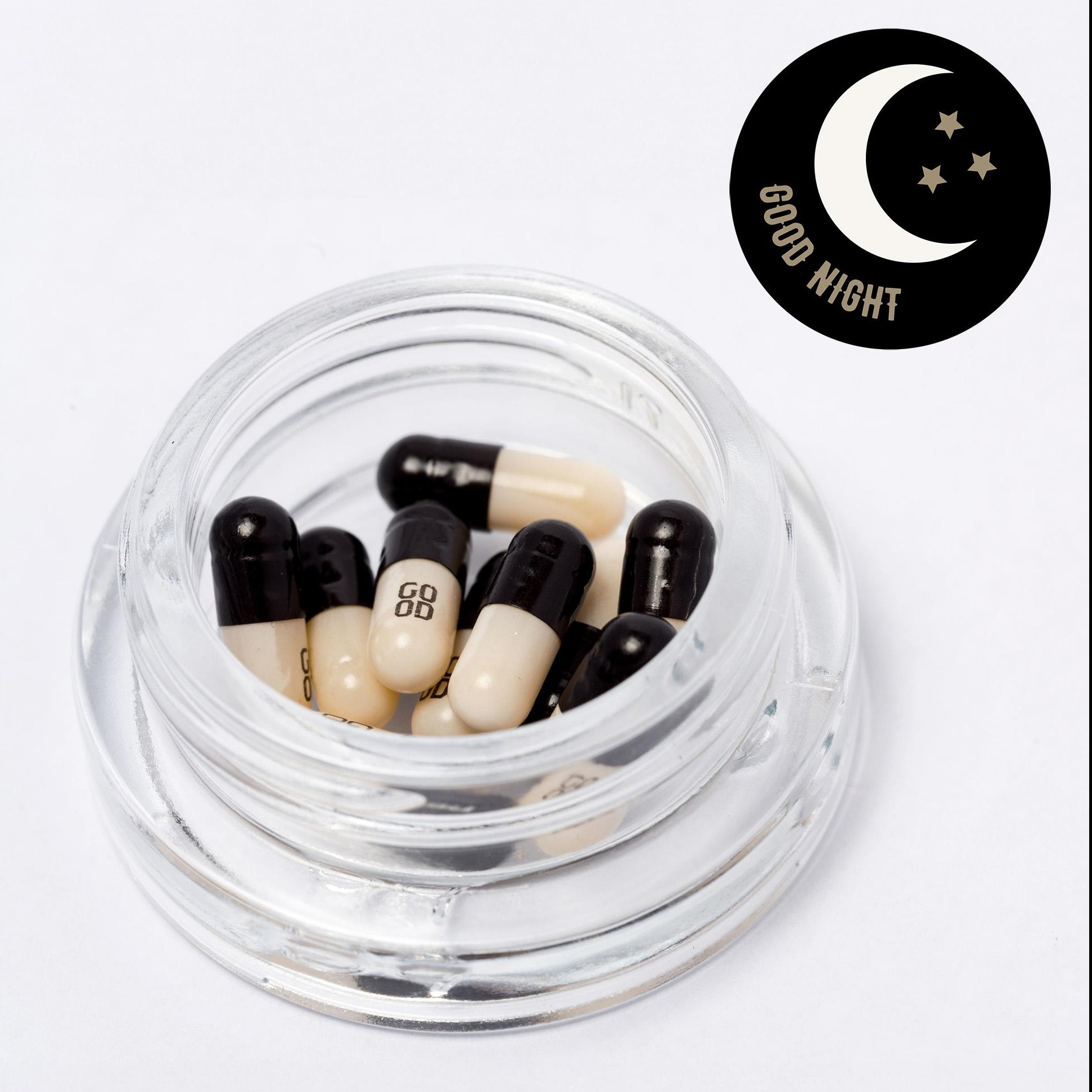 Photograph of product: 2:1:1 TH-oui:CBD:CBN Oui'd Hybrid (100mg) GOOD Night Capsules 10pk by GOOD Oui'd
