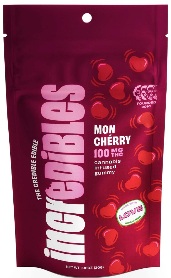 Photograph of product: Incredibles Mon Cherry Gummies 100mg 20pk