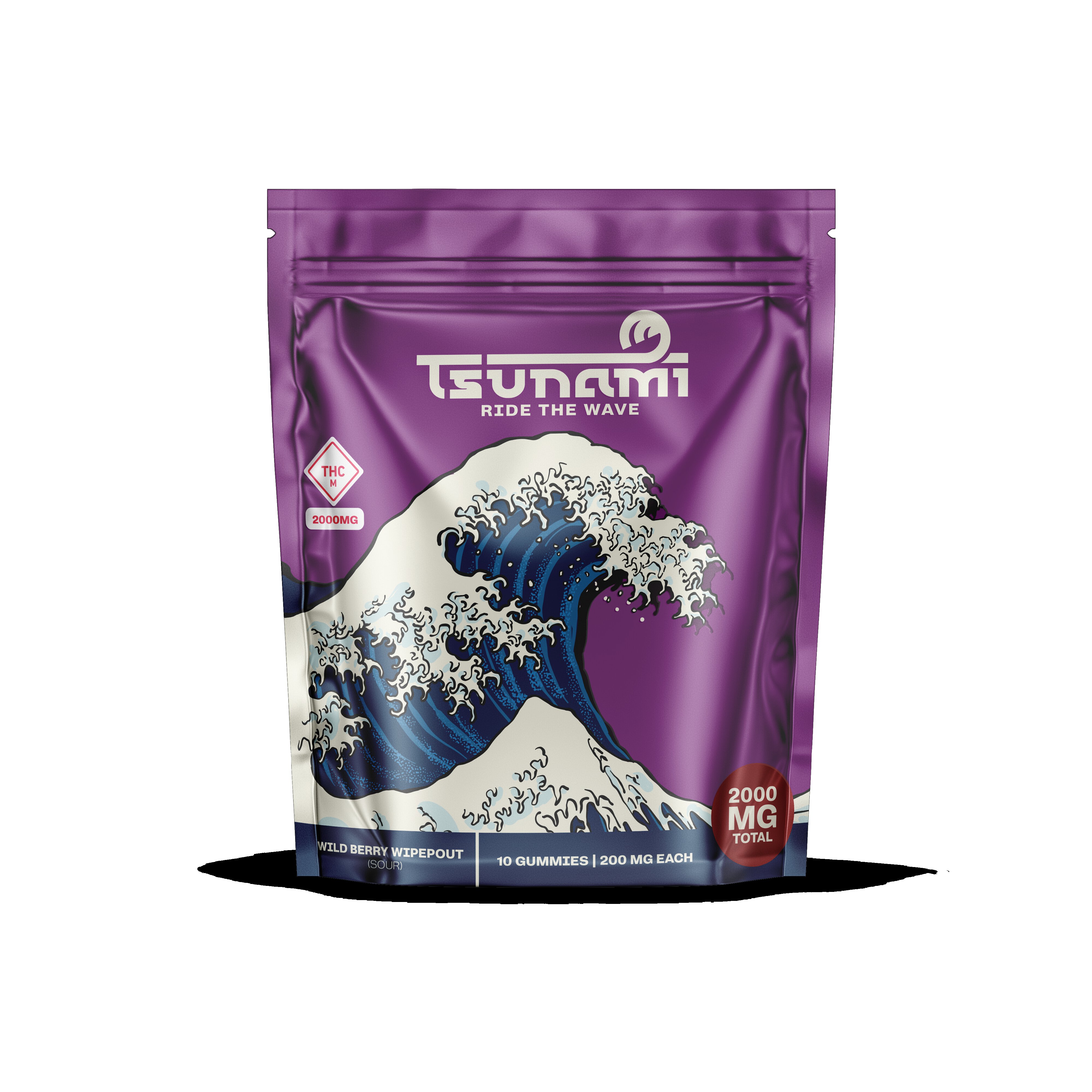 Photograph of product: TSUNAMI 2000MG SOUR WILD BERRY WIPEOUT GUMMIES