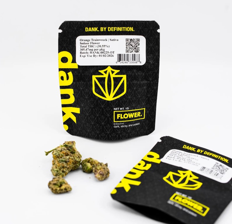 Photograph of product: Dank - Flower - Orange Trainwreck (S) - 1g