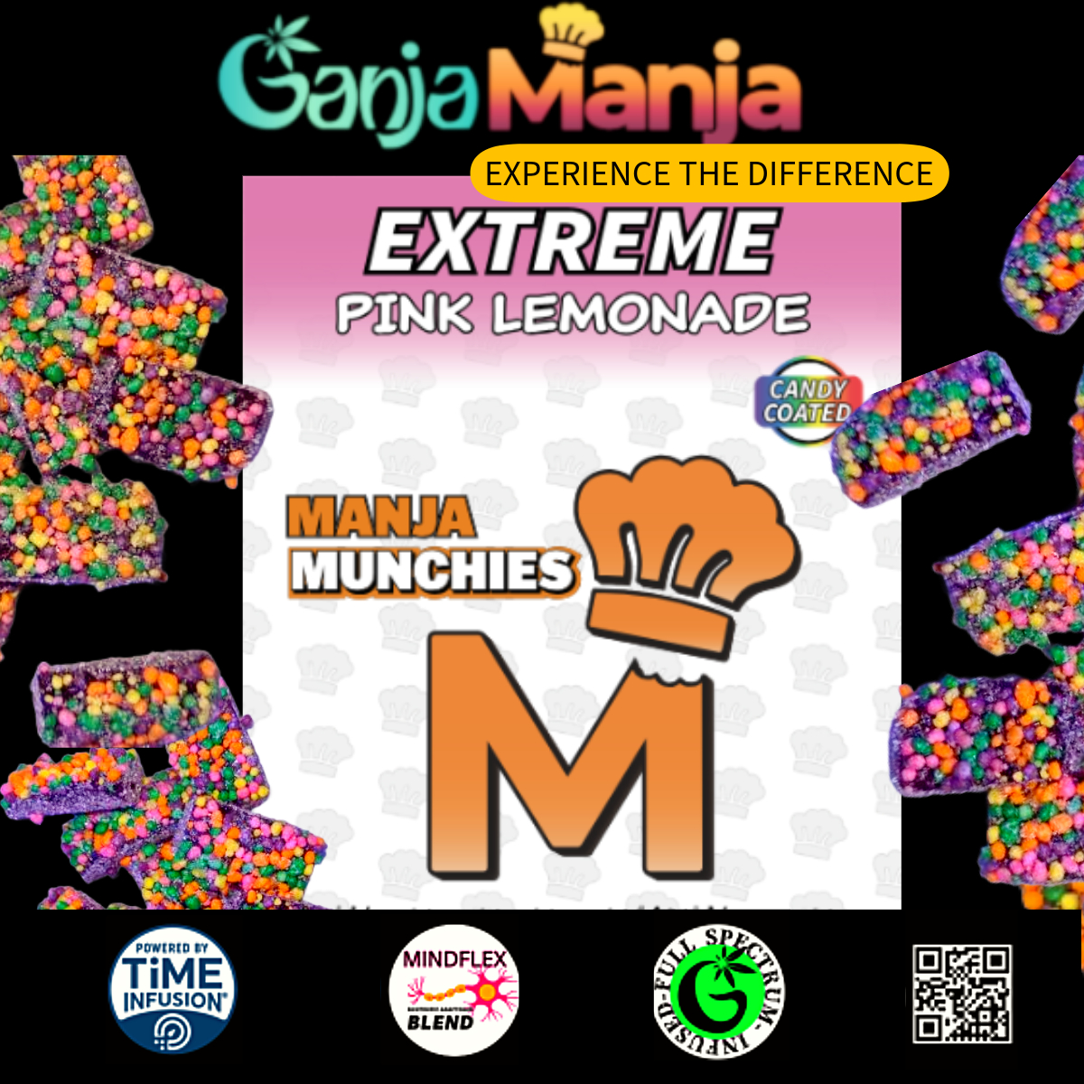 Photograph of product: Manja Munchies | Edibles | Extreme Pink Lemonade (Pebble Candy Coated) | 10pk/100mg