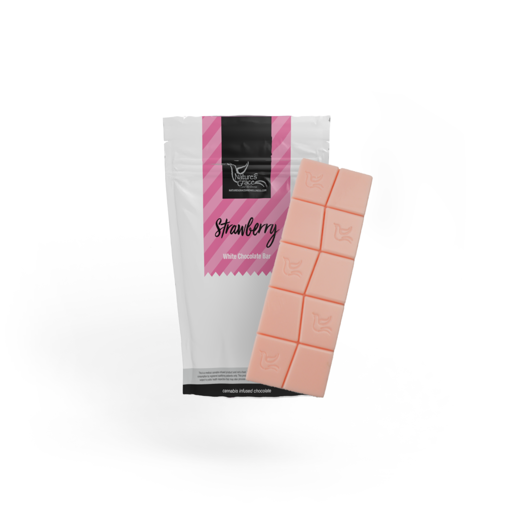 Photograph of product: Strawberry White Chocolate Bar | 100mg | Nature's Grace