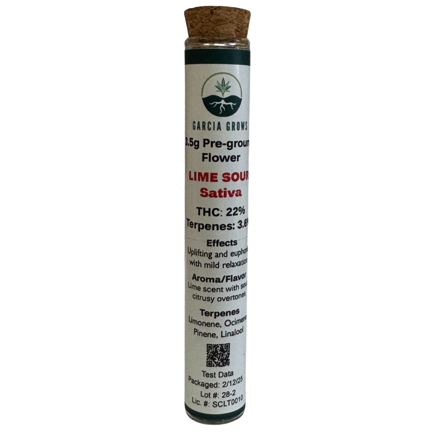 Photograph of product: Lime Sour | 3.5g Pre-ground Flower | Garcia Grows
