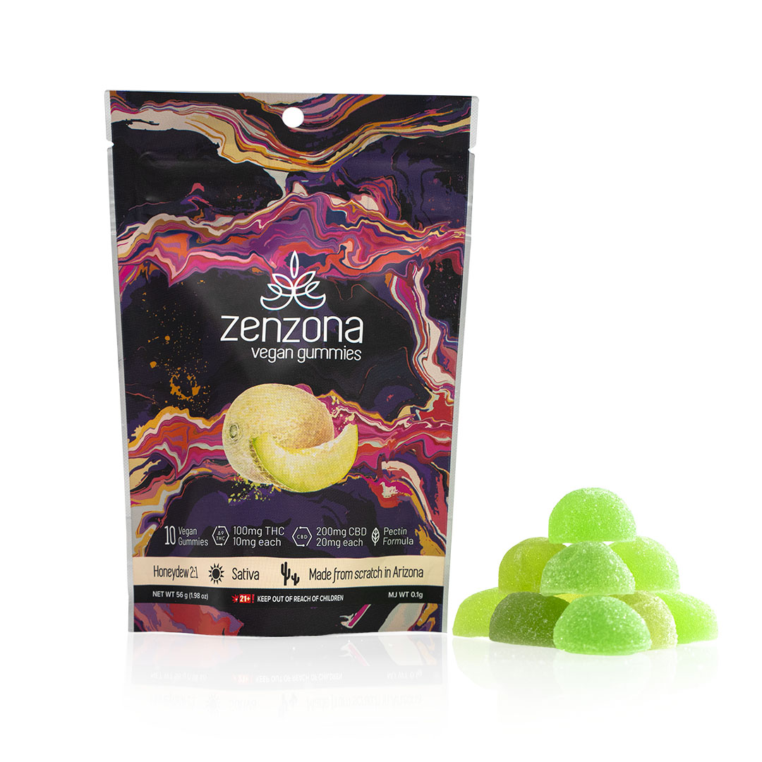 Photograph of product: zenzona Vegan Gummies 2:1 (200mg CBD/100mg TH-oui) Honeydew - Oui'd
