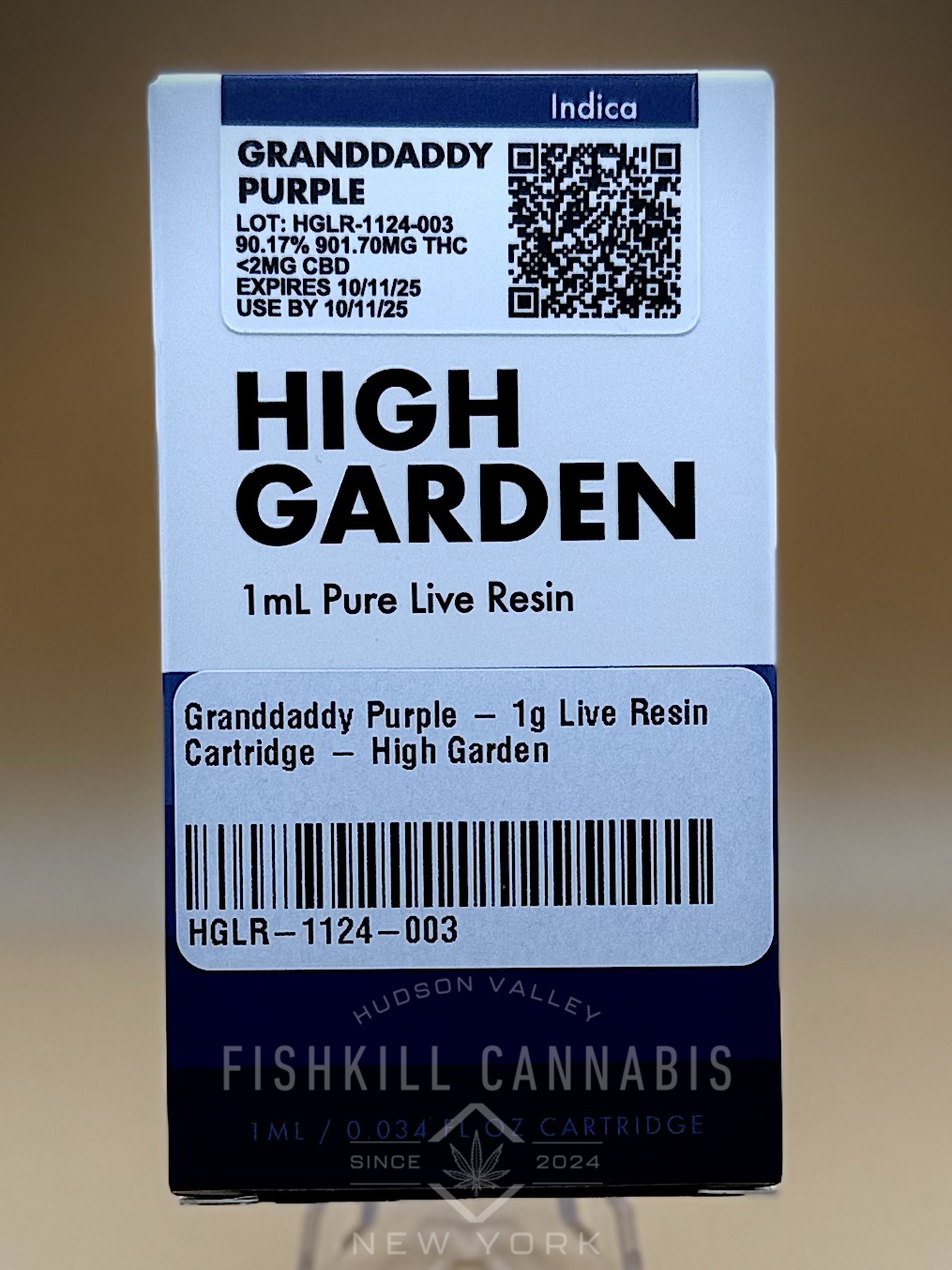 Photograph of product: Granddaddy Purple | 1g Live Resin Cartridge - High Garden