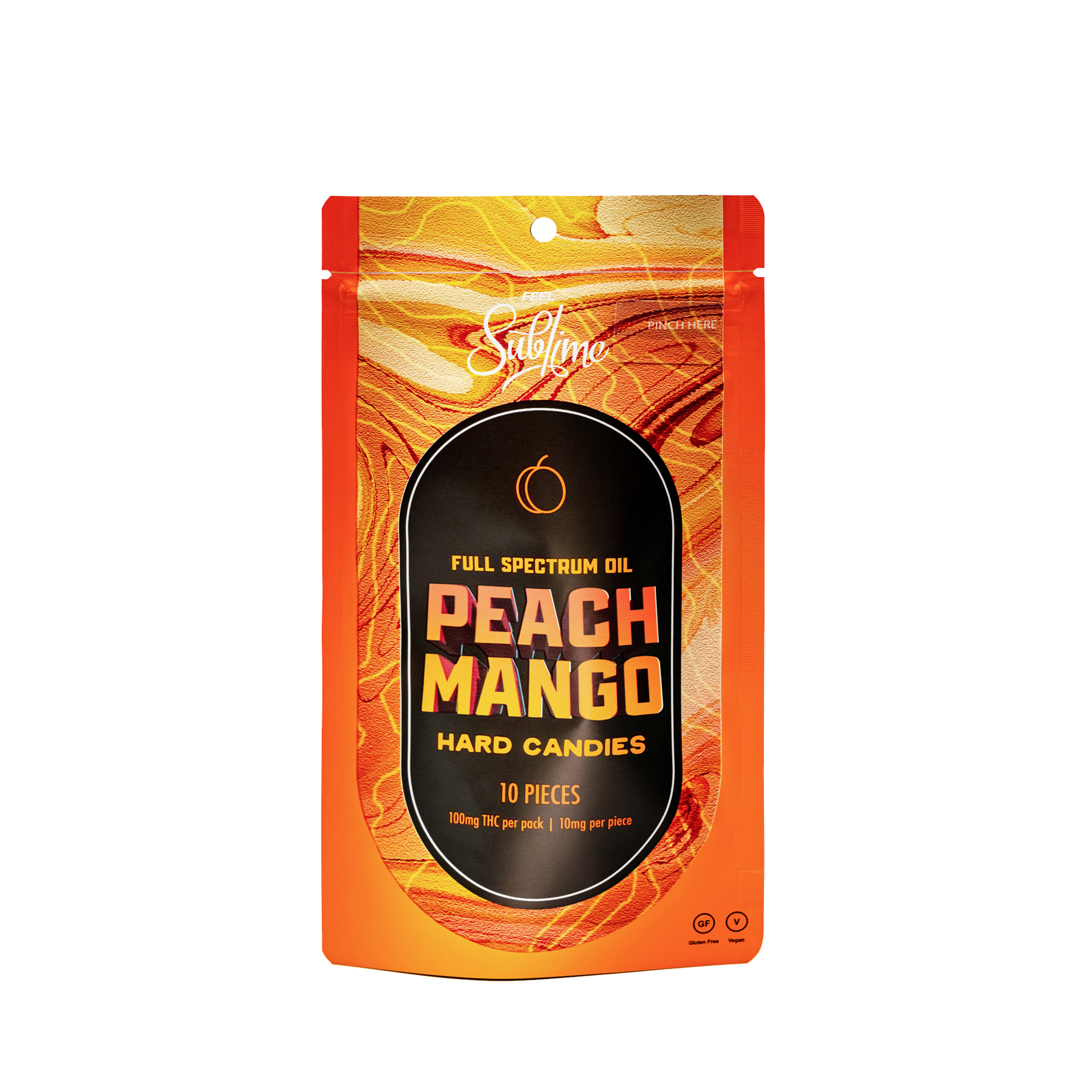 Photograph of product: Peach Mango Hard Candies | Full Spectrum RSO | 100mg