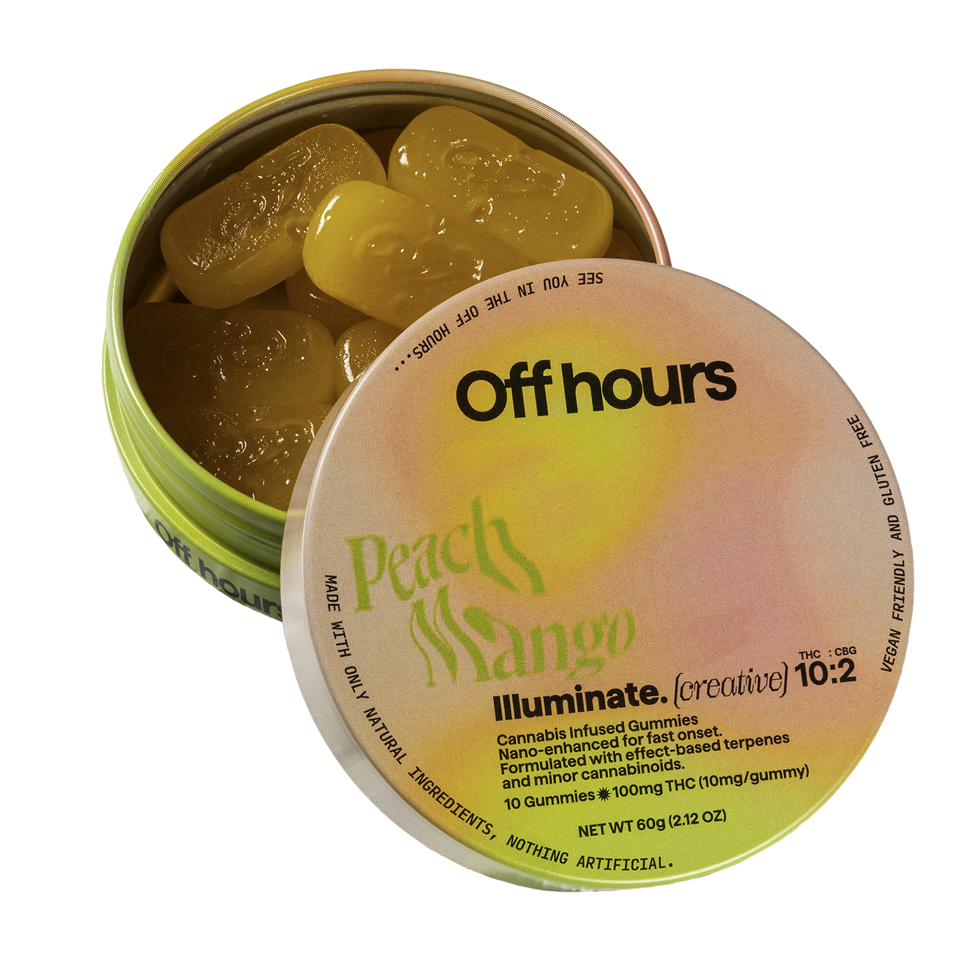 Photograph of product: Off Hours | Illuminate | Peach Mango | Edibles | 100mg