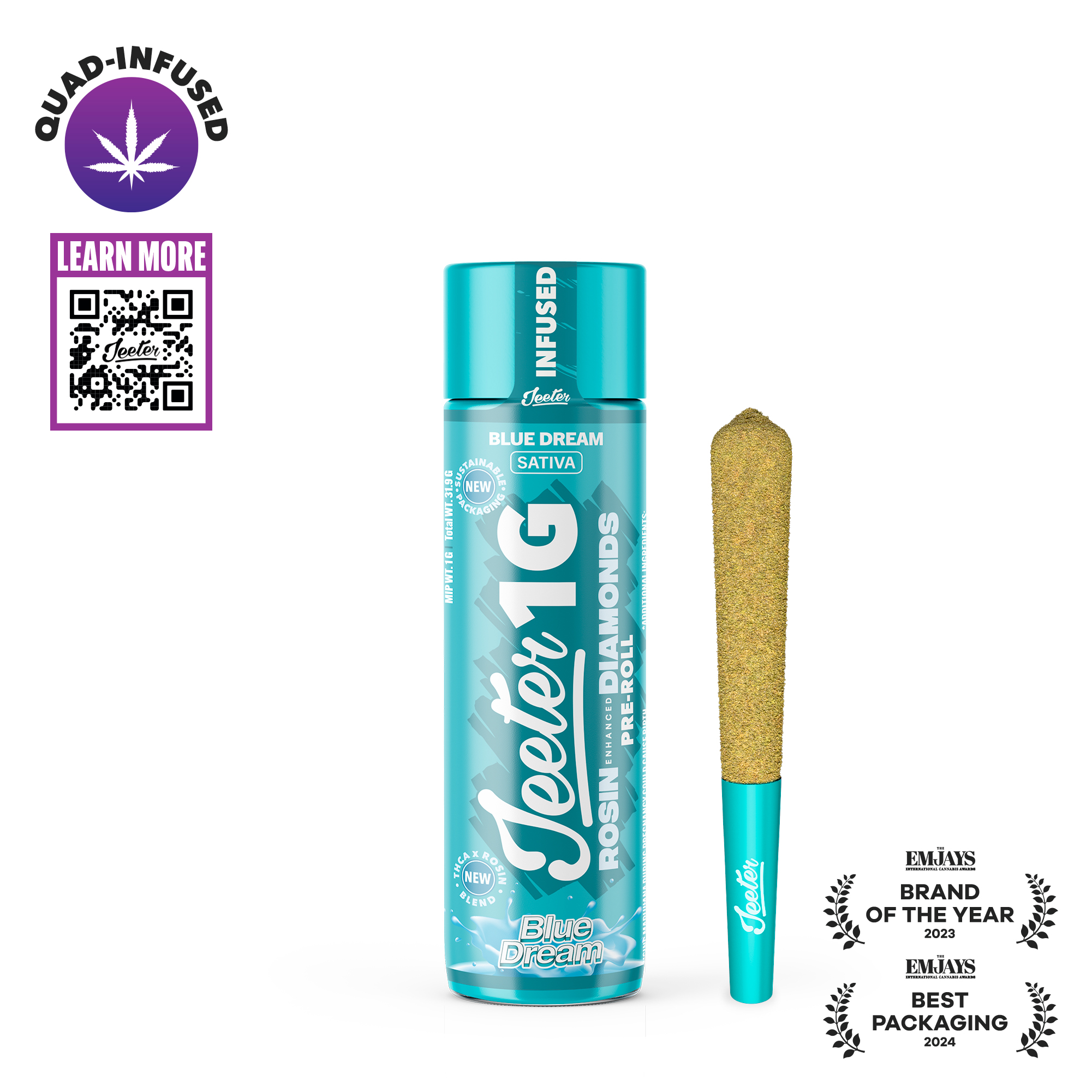 Photograph of instaPanelPhoto: Jeeter - Quad Infused Preroll - Blue Dream (S)