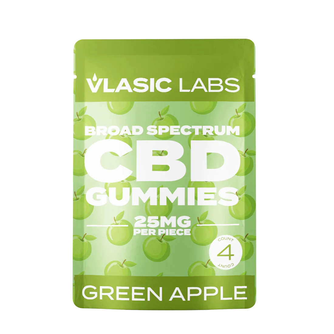 Photograph of product: Vlasic Labs - Green Apple Broad Spectrum CBD Gummies Mini Pack 25mg