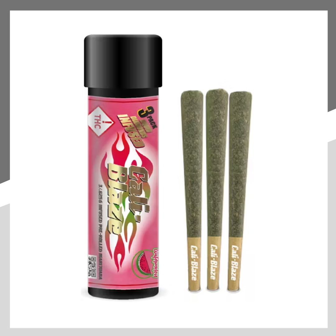 Photograph of product: Cali Blaze | White Cake Cotton Cloud | Infused Pre Roll | 3pk | 1.8g