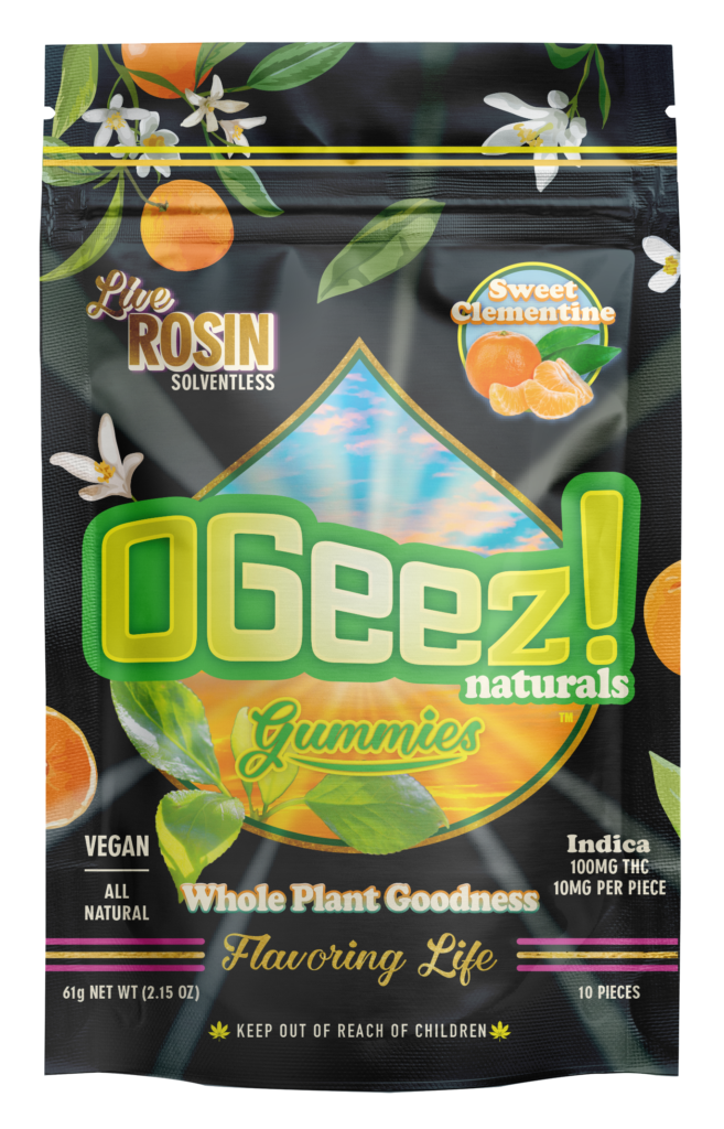 Photograph of product: OGeez Sweet Clementine (I) Vegan Live Rosin Gummies 10mg 10pk