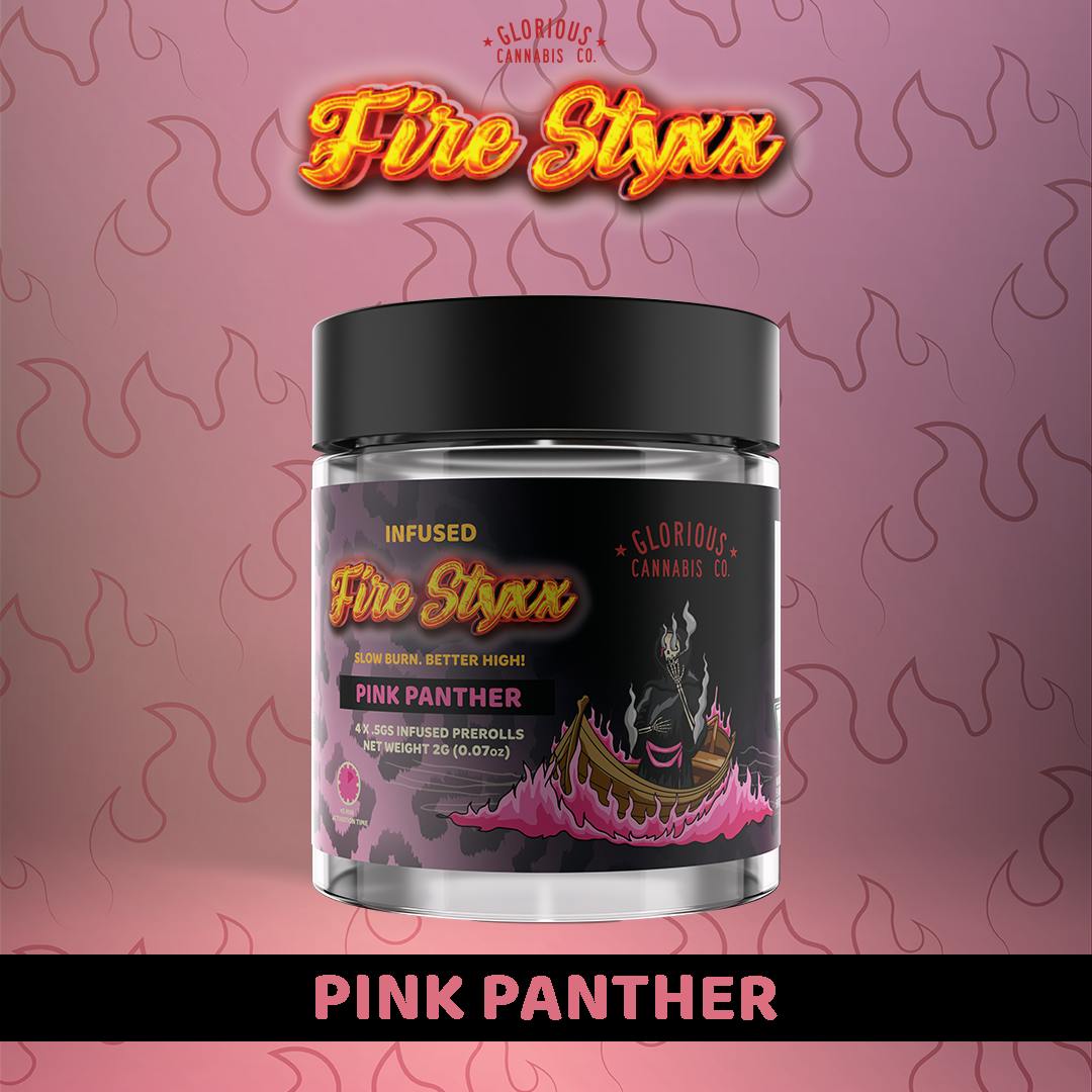Photograph of product: GL SD | Pink Panther Fire Styxx Infused Pre-Roll 4pk | 2g (AU)