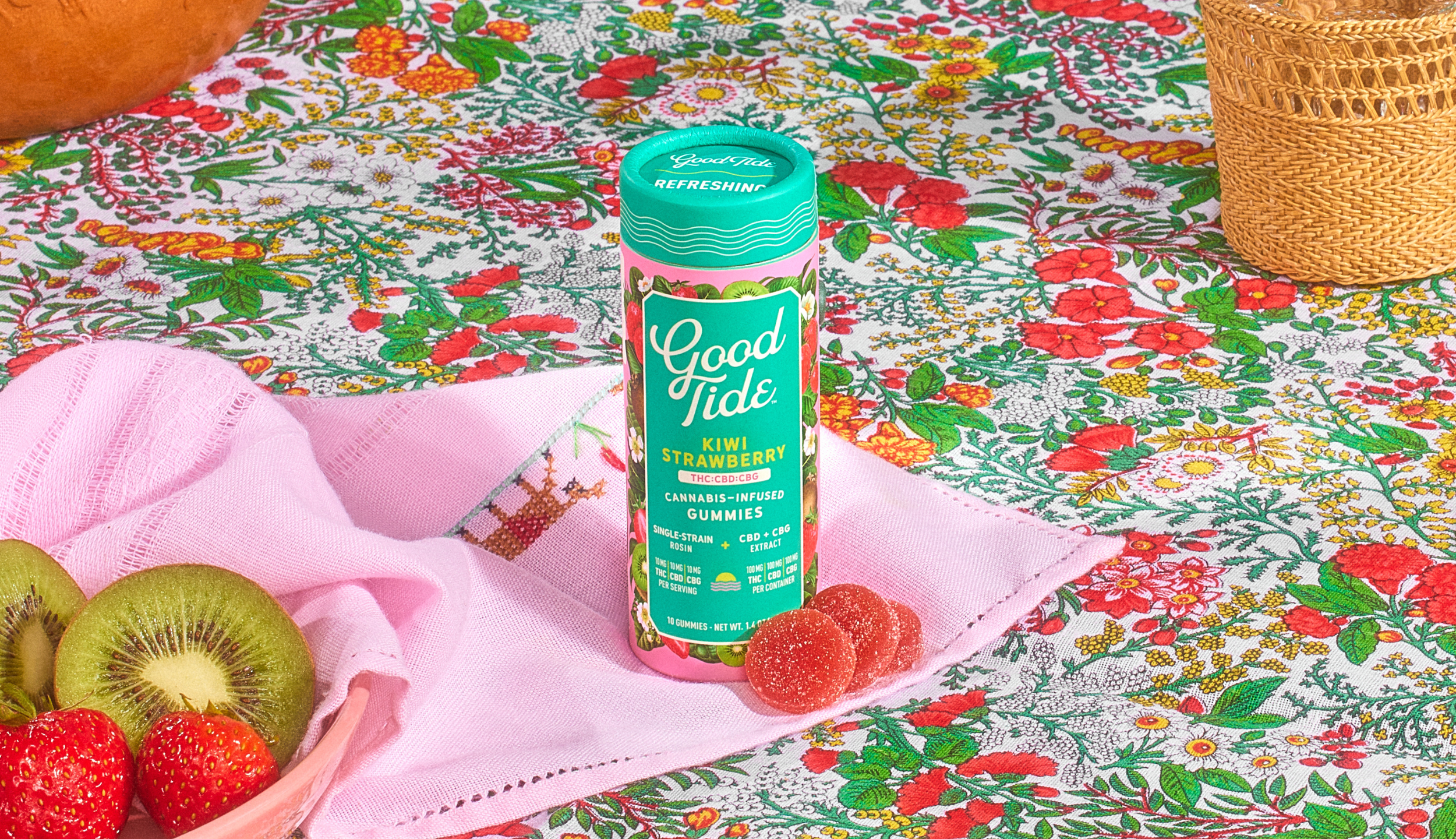 Photograph of Product: Kiwi Strawberry Gummy (H) -THC/CBD/CBG -Good Tide
