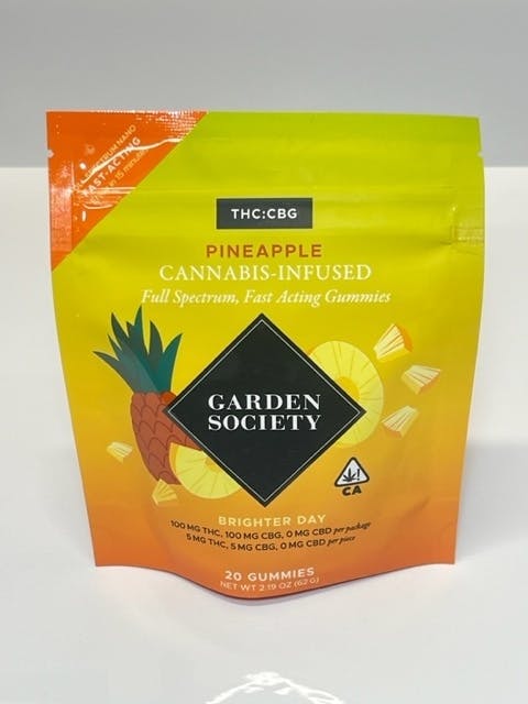 Photograph of product: Garden Society Pineapple 1:1 CBG Gummies 100mg