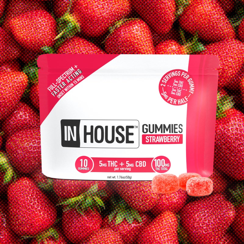 Photograph of product: Strawberry (1:1 TH-oui:CBD) Gummies | 10pk 20 Servings