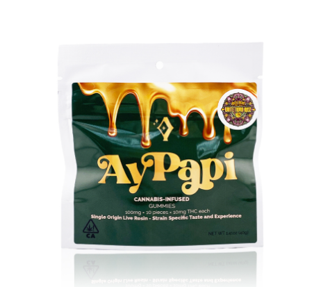 Photograph of product: Ay Papi | Purple Papaya | Live Rosin Gummies | 100mg