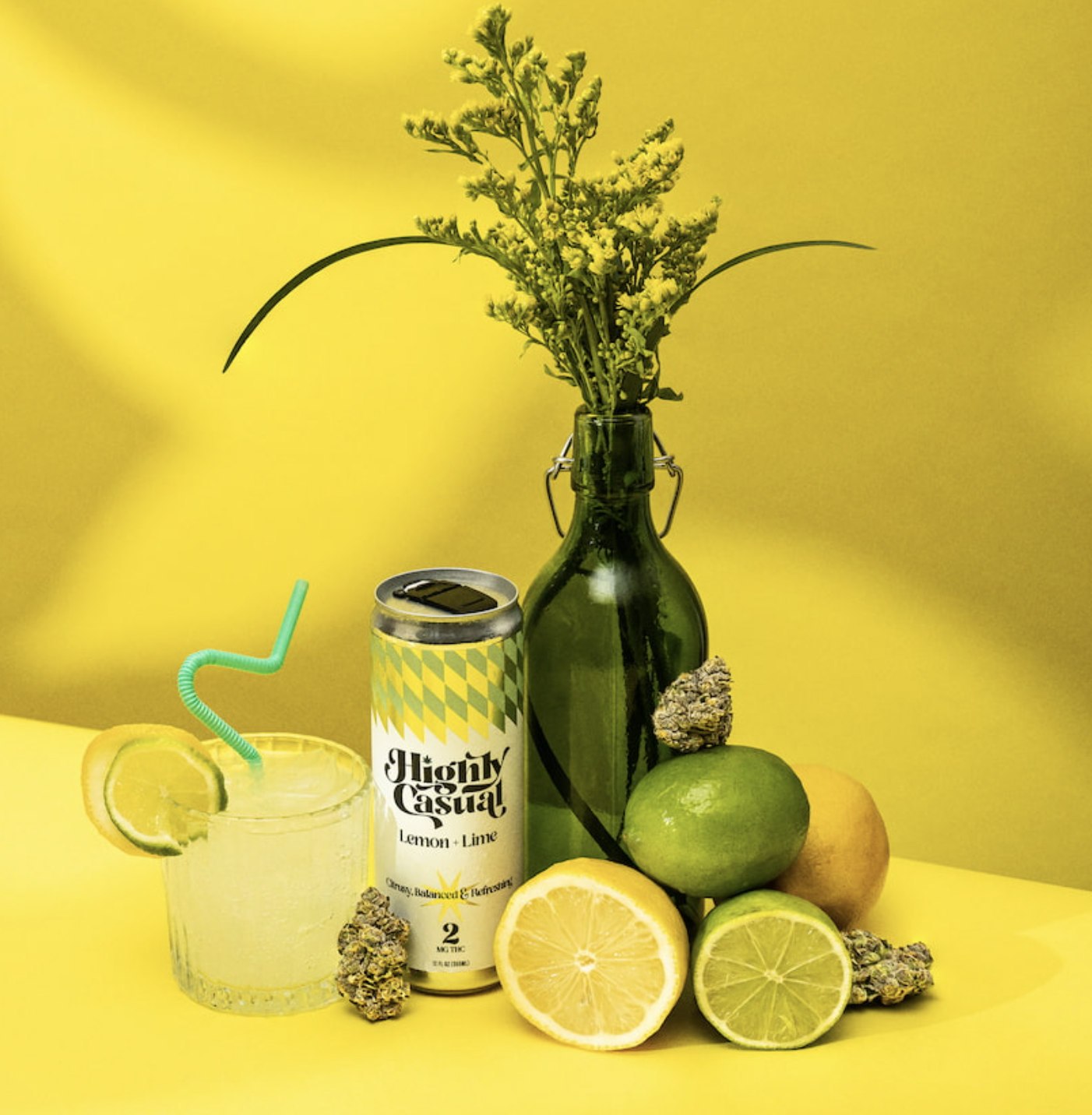 Photograph of product: Lemon + Lime 2mg TH-oui Seltzer 4 Pack by Highly Casual