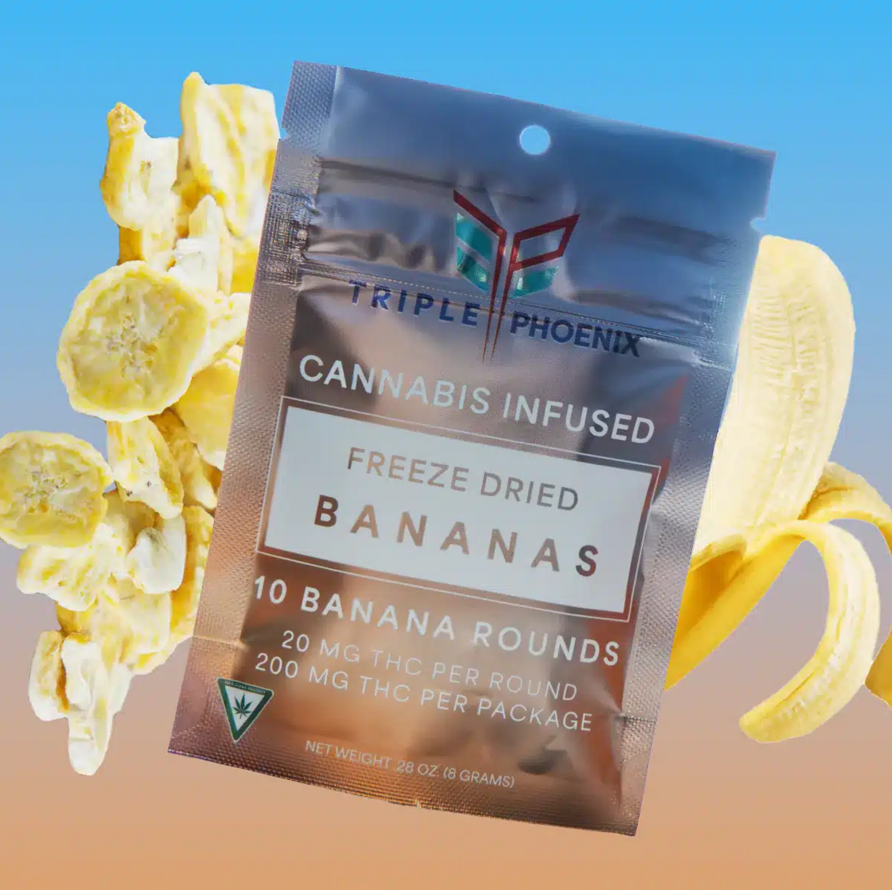 Photograph of product: Triple Phoenix - Freeze Dried Bananas 200mg | 2/$20