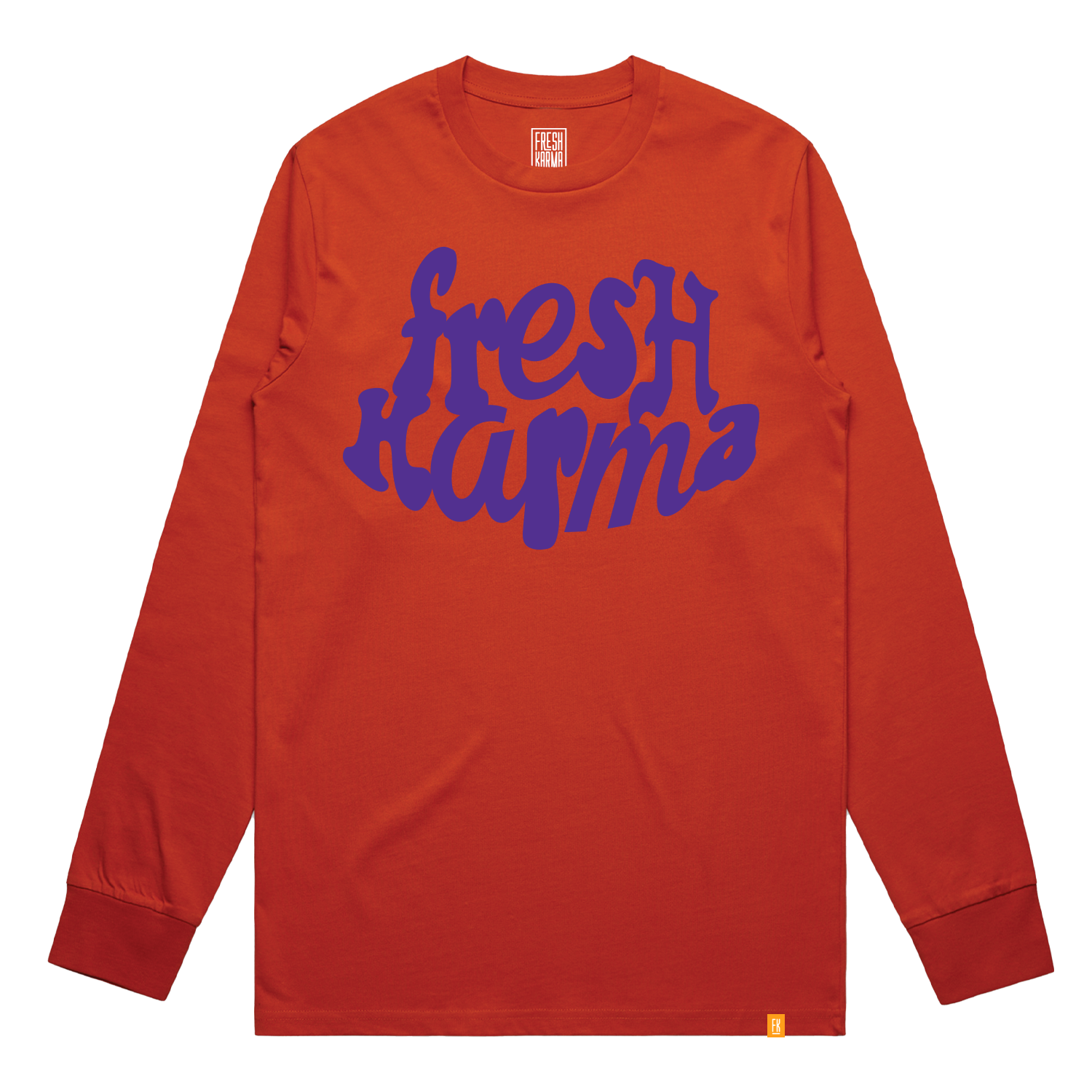 Photograph of product: FK Long Sleeve T-Shirt - Orange - Fresh Karma