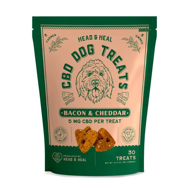 Photograph of product: Head & Heal | Bacon & Cheddar CBD Dog Treats | 150MG