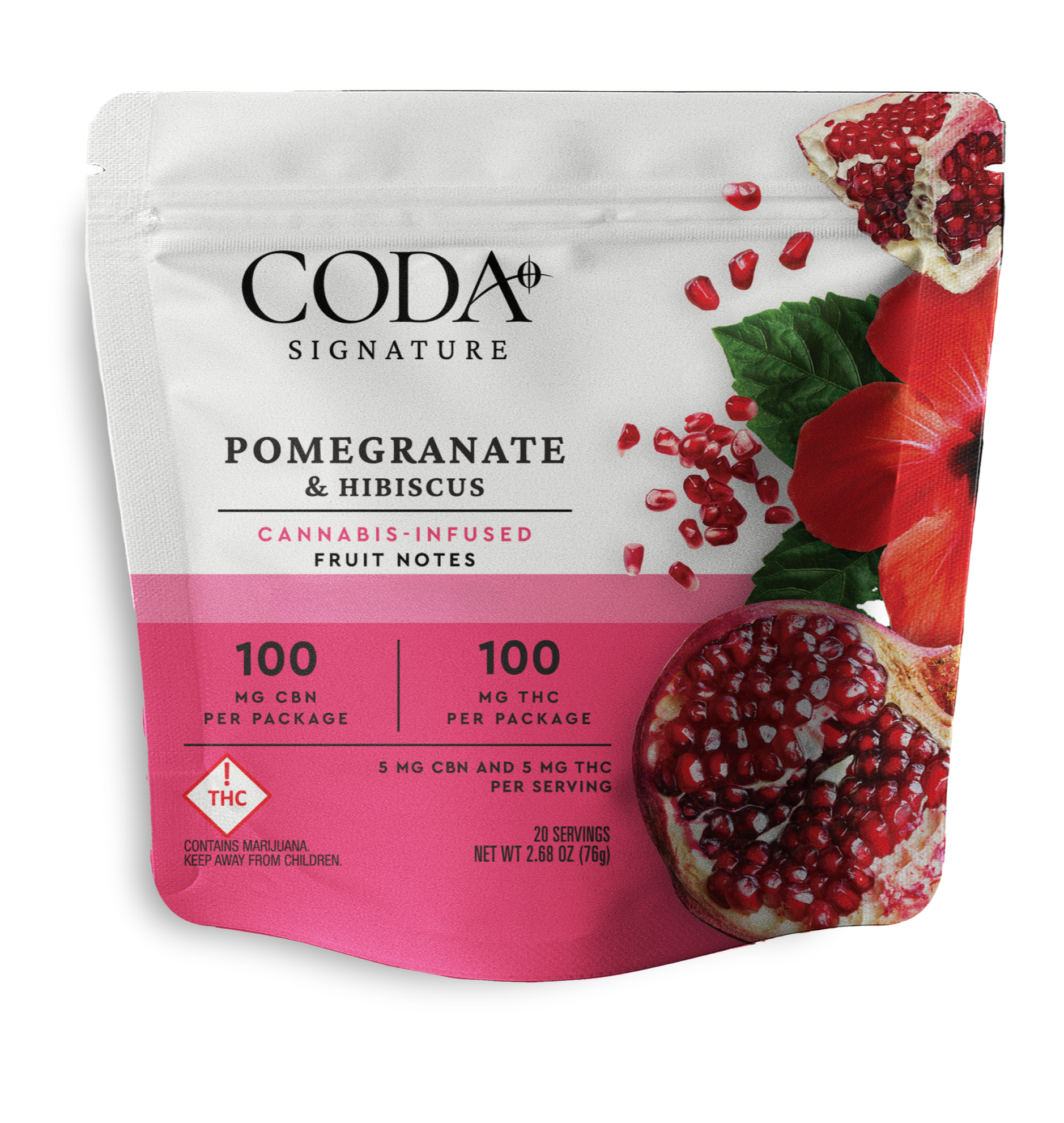 Photograph of product: Pomegranate & Hibiscus (I) (1:1 TH-oui:CBN) - 100mg Fruit Notes - Coda