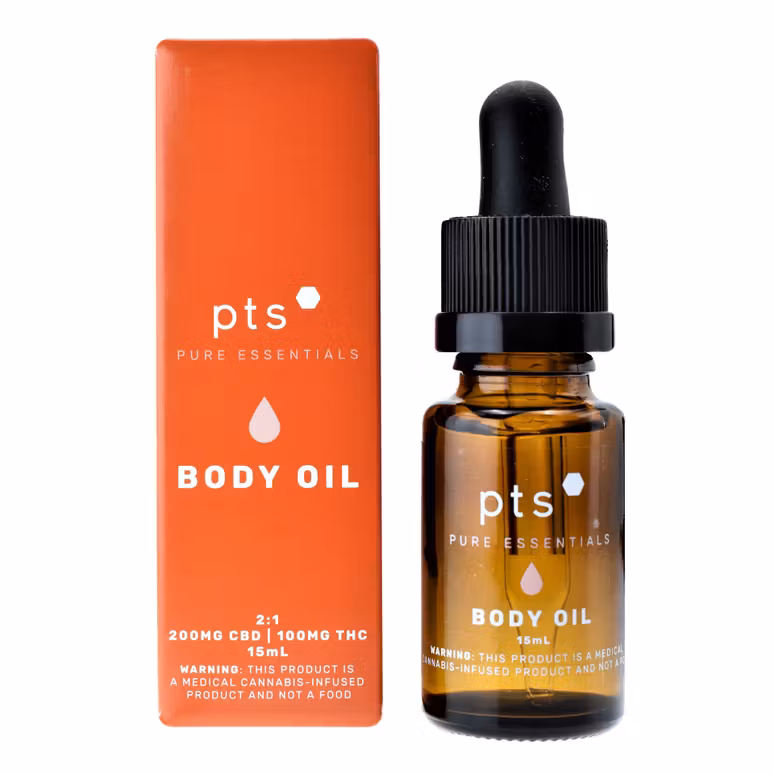 Photograph of product: PTS Body Oil 100mg: 1:2 TH-oui:CBD