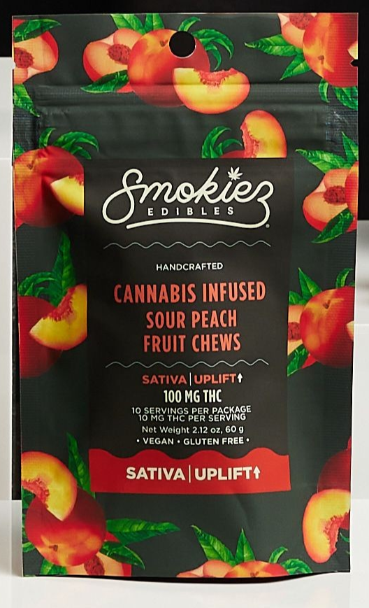 Photograph of product: Smokiez Sour Peach Gummies