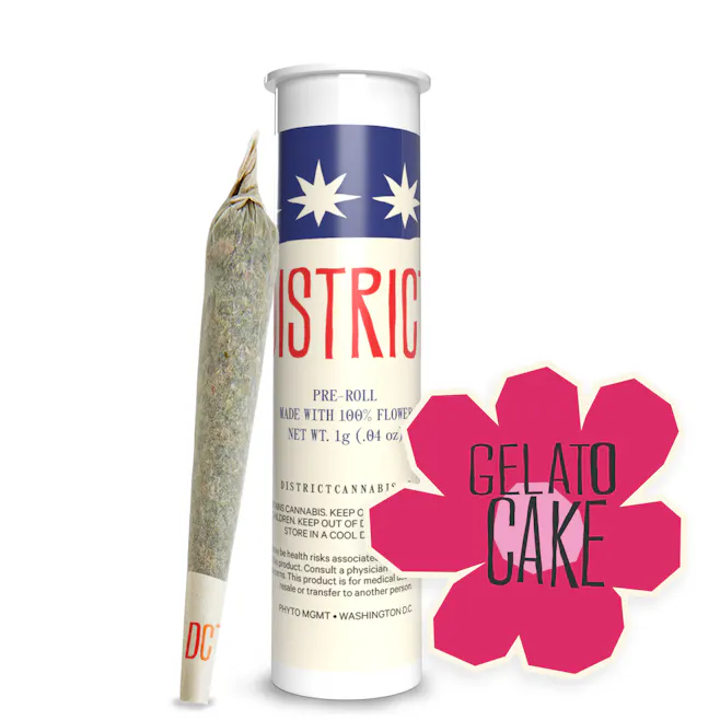 Photograph of product: District Oui'd: Gelato Cake Pre-Roll 1g