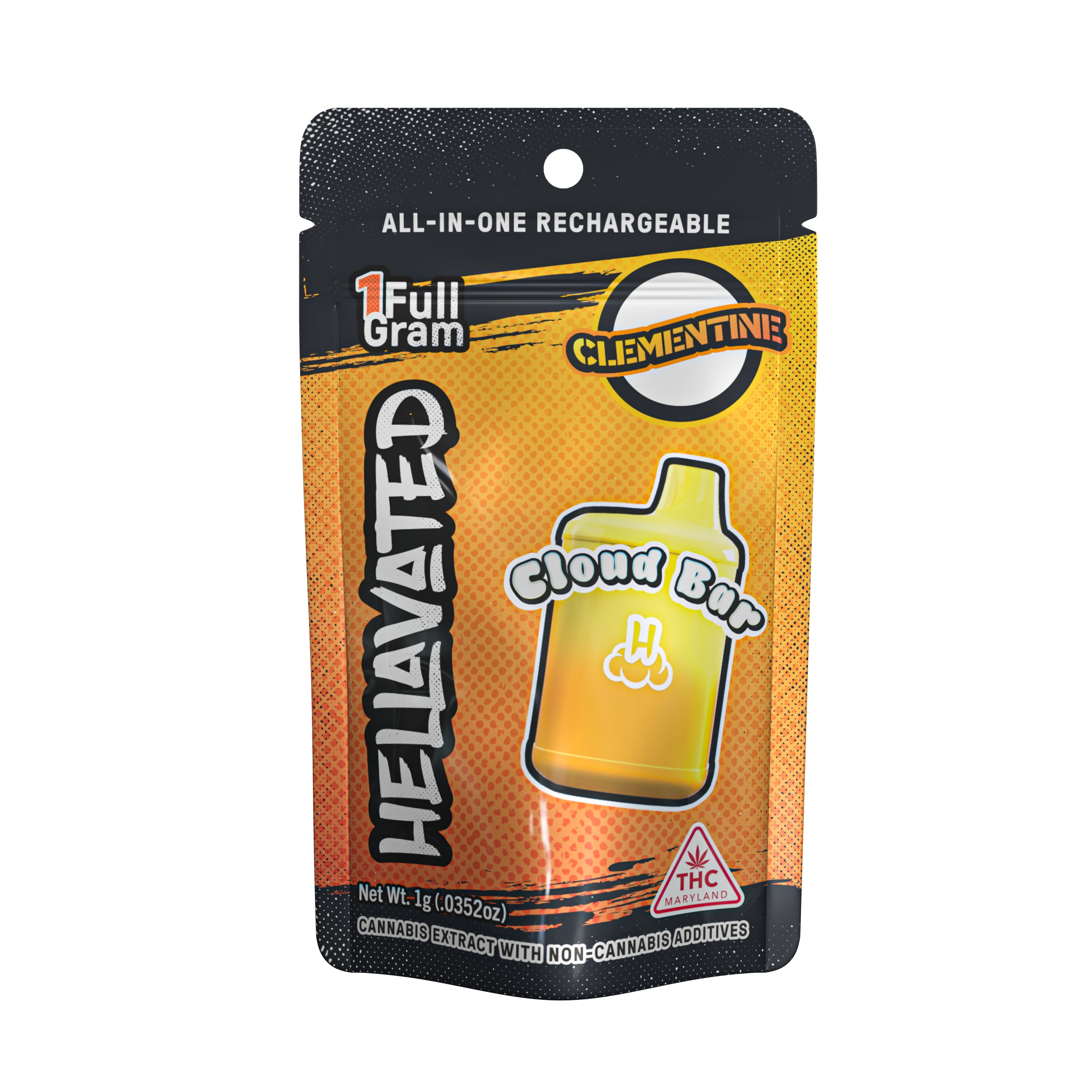 Photograph of product: Clementine Cloud Bar Rechargeable Disposable 1g