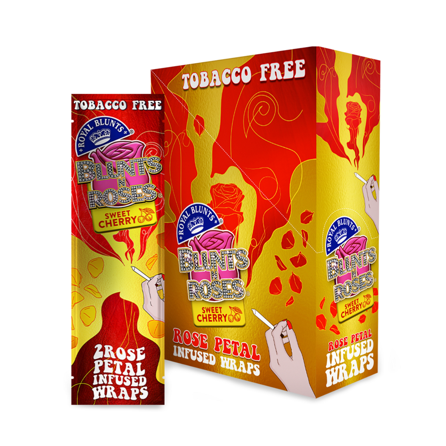 Photograph of Product: BLUNTS N ROSES ROSE PETAL INFUSED WRAPS DISPLAY OF 25 - Sweet Cherry