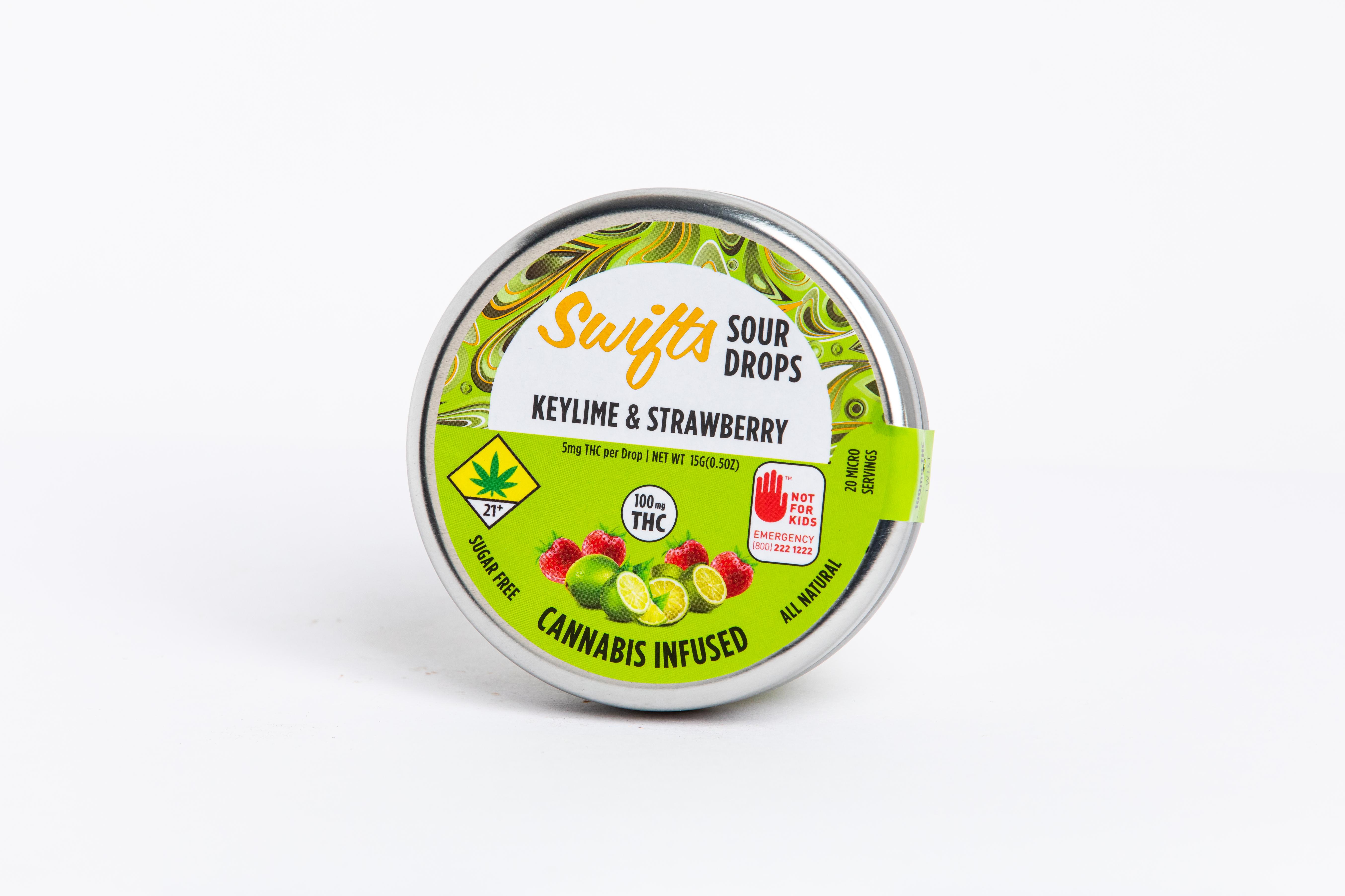 Photograph of product: Swifts | Key Lime & Strawberry Sours | Hard Candy | 20pk | 100mg TH-oui